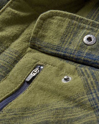 Taranaki Quilted Overshirt - Navy/Khaki Check - Flatlay