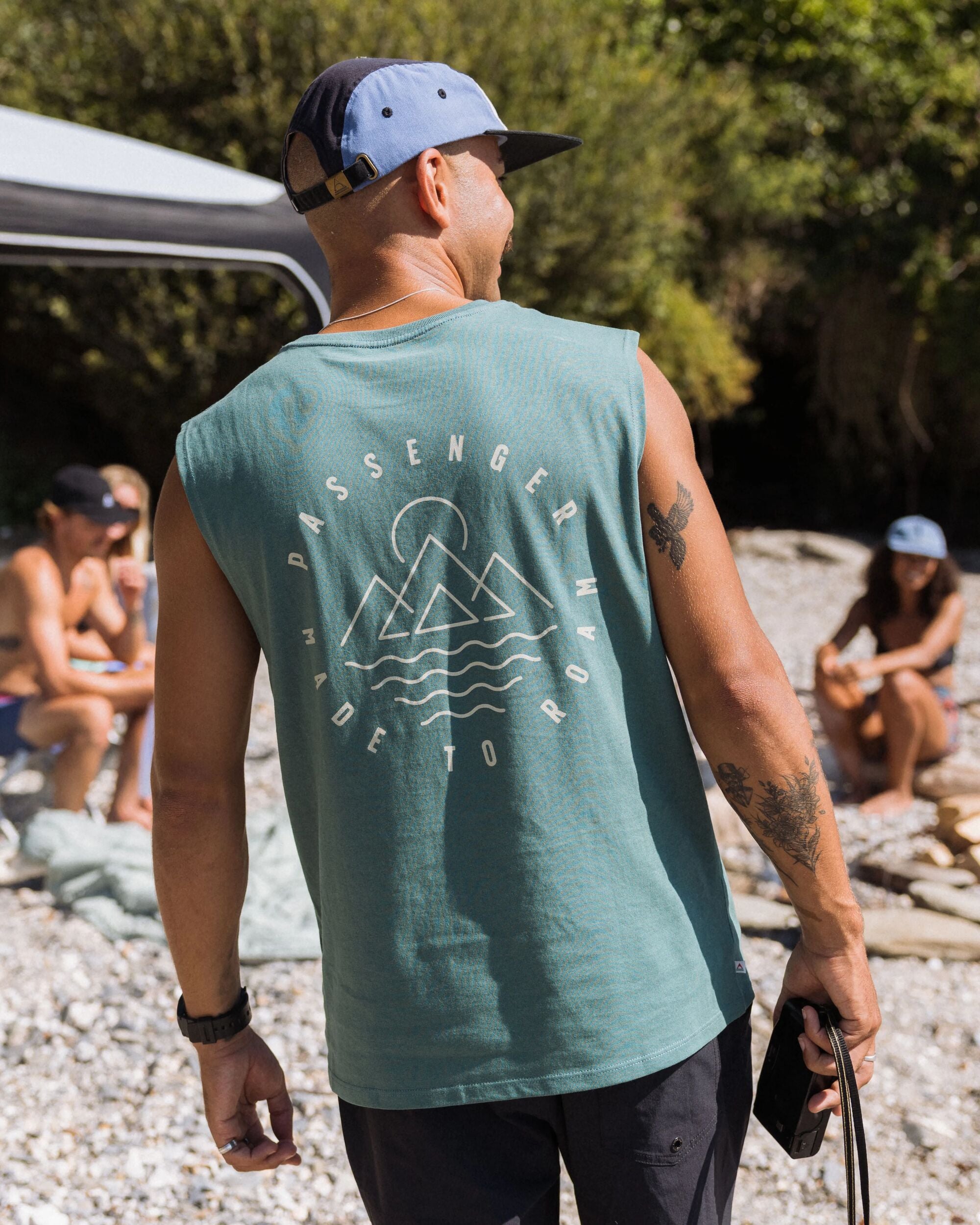 Escapism Recycled Cotton Vest - Deep Ocean - Lifestyle