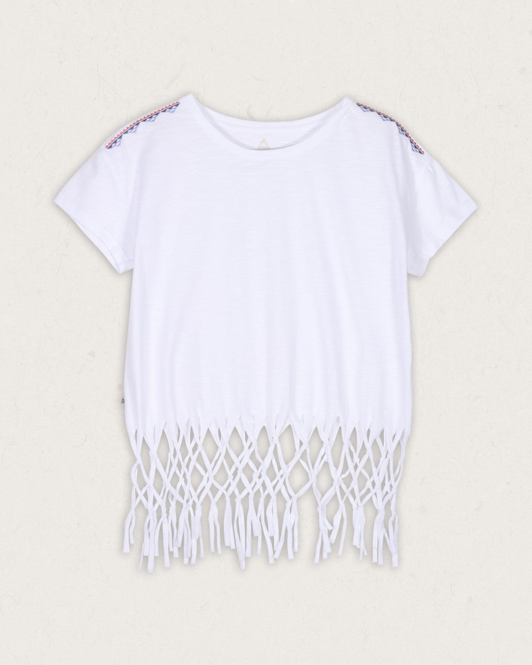 Henna Recycled Cotton Tassel T-Shirt - White