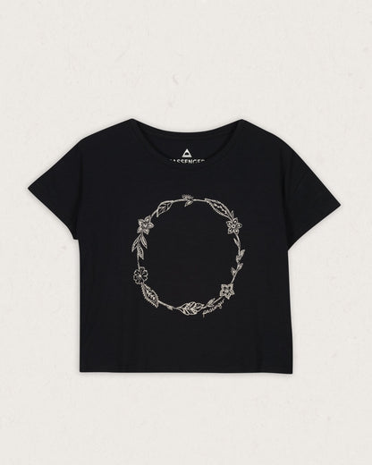 Daisy Chain Recycled Cotton T-Shirt - Black