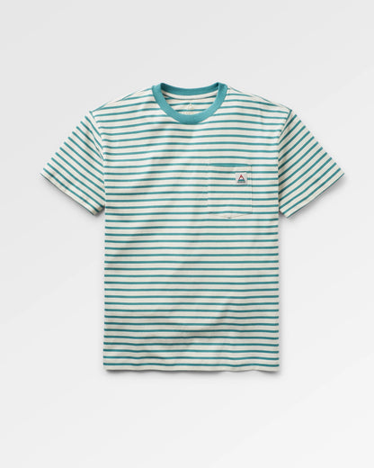Zen Recycled Cotton Relaxed Fit T-Shirt - Deep Sea Stripe - Flatlay