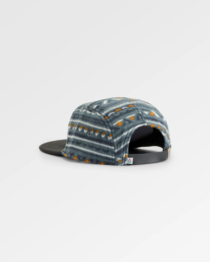 Pine Recycled Polar Fleece 5 Panel Cap - Geo Track Storm Grey - Flatlay