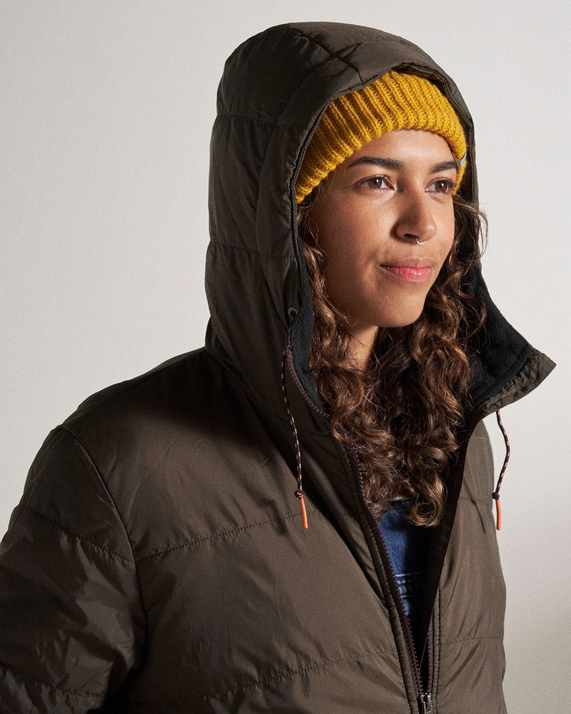 Flora Recycled Sherpa Lined Parka - Coffee - Studio Model