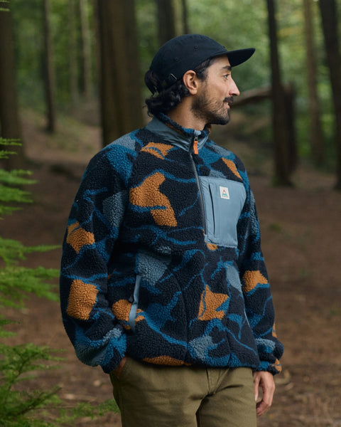 Offroad Recycled Sherpa 1/2 Zip Fleece Abstract Trails Black