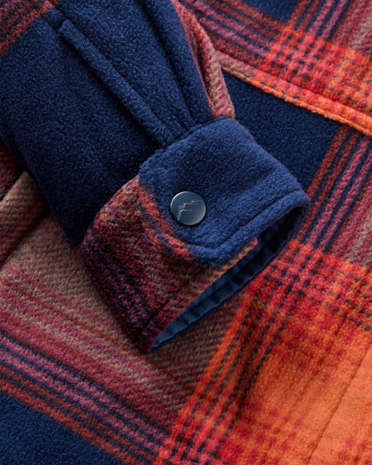 East Polar Fleece Shirt - Rich Navy/ Red Ochre Check - Flatlay