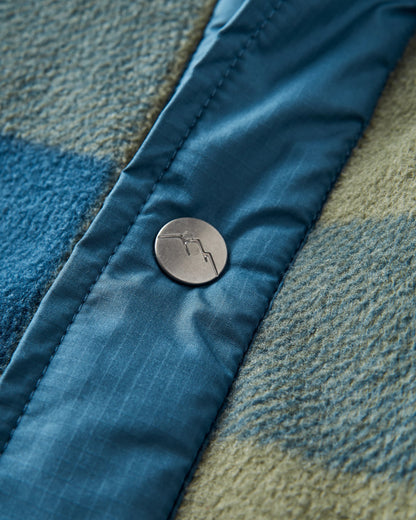 Firelight Sherpa Lined Overshirt - Dusty Olive/Dark Denim Check  - Flatlay