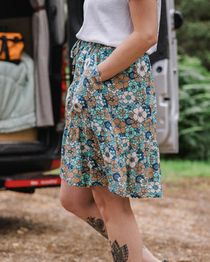 Dew EcoVero Woven Skirt - Vintage Floral Aqua - Lifestyle