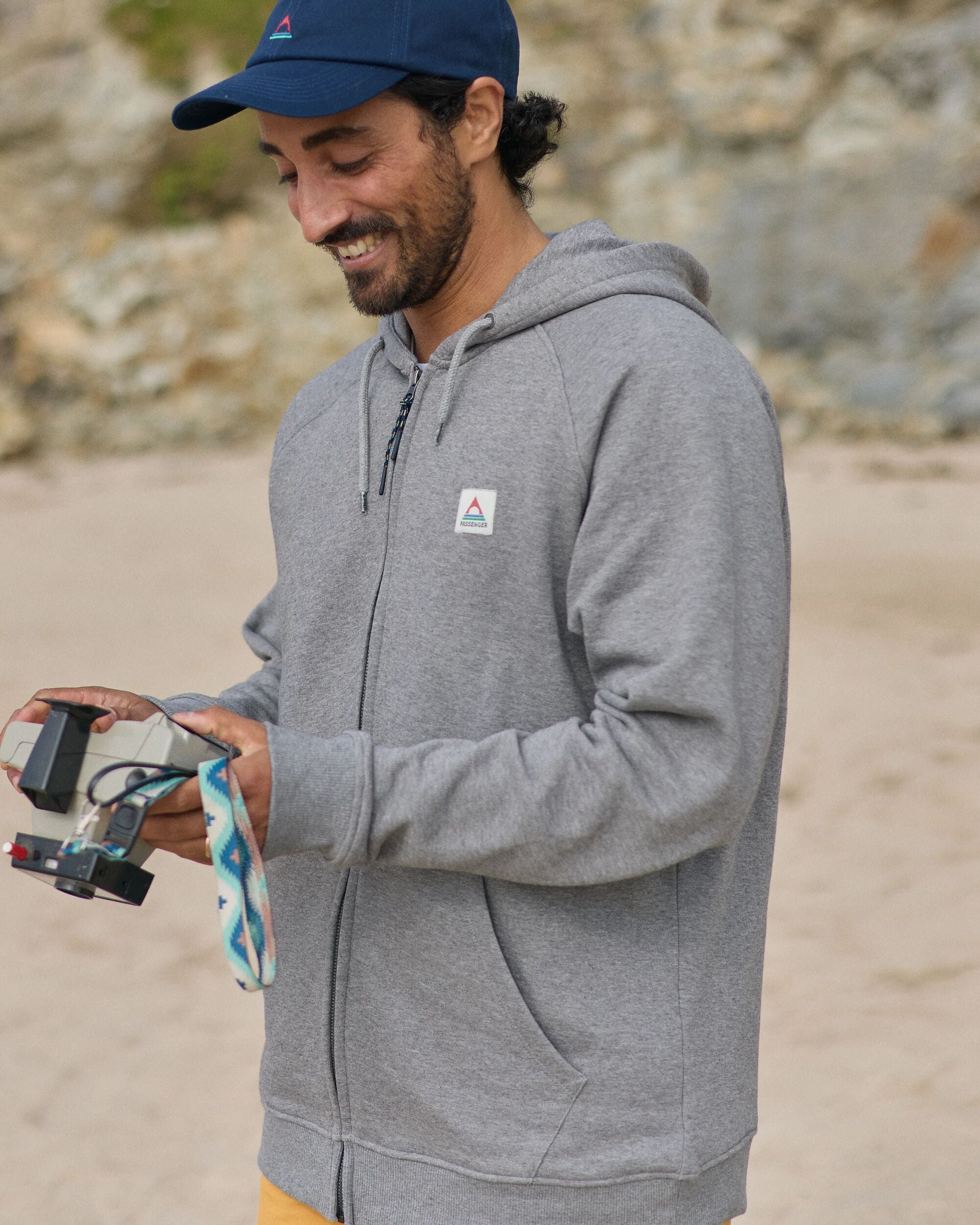 Heritage Full Zip Recycled Cotton Hoodie - Dark Grey Marl - Lifestyle