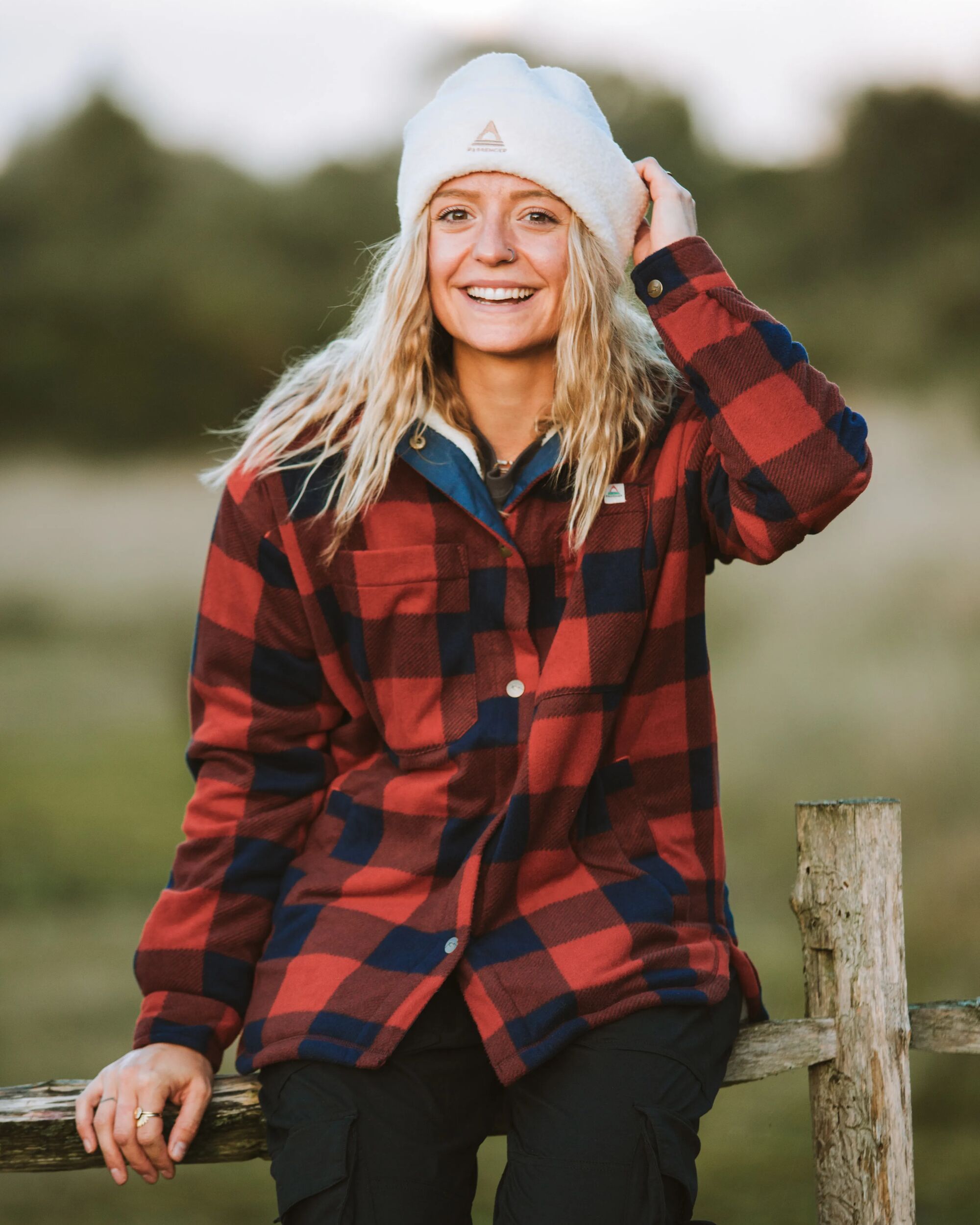 Orion Recycled Sherpa-Lined Polar Fleece Shirt - Red Ochre Buffalo - Lifestyle