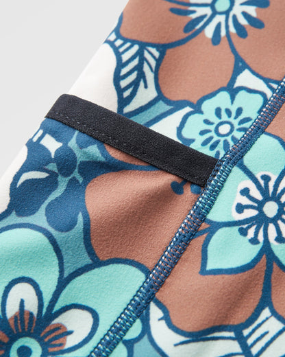 Mantra Recycled Active Leggings - Vintage Floral Aqua - Flatlay