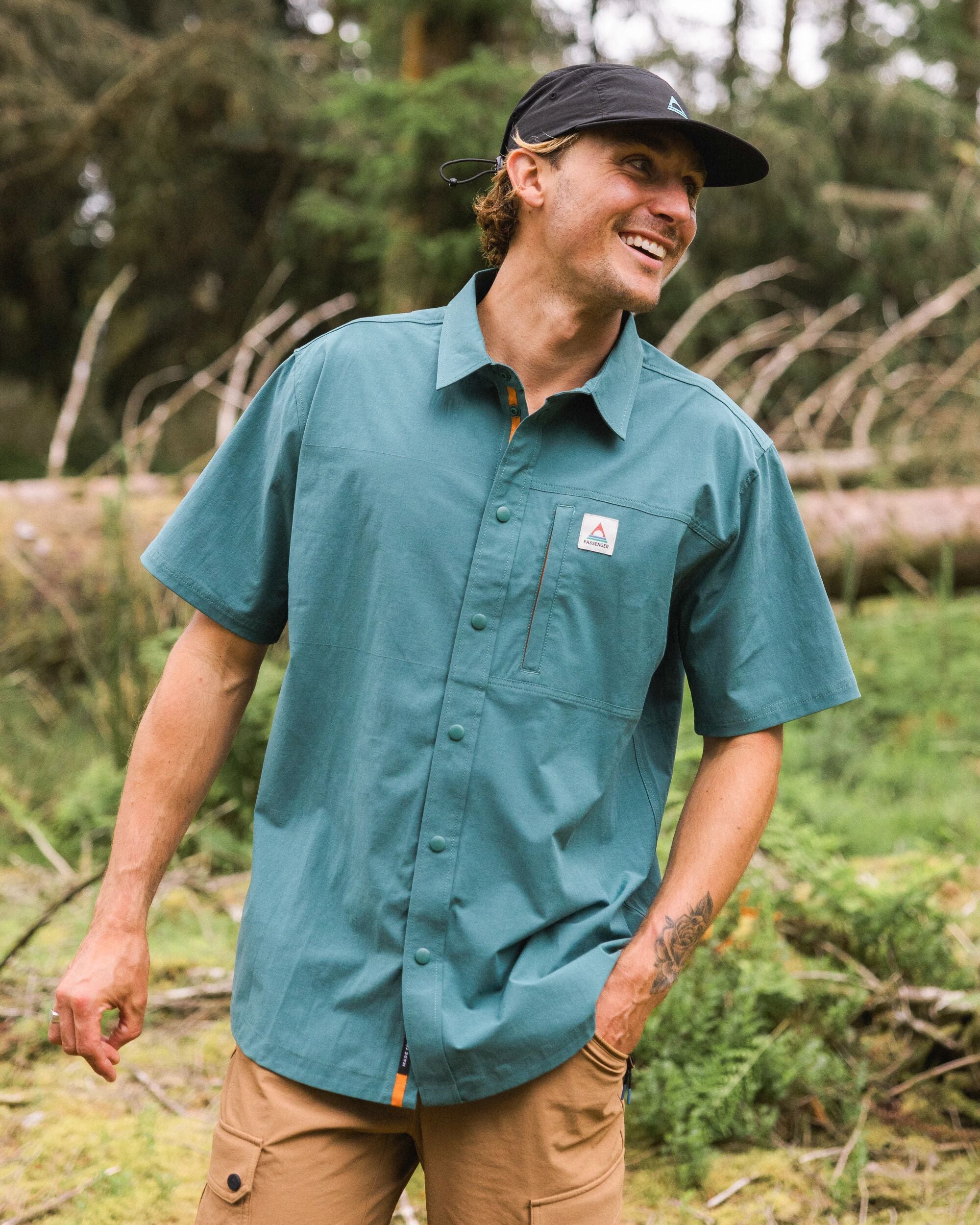Traveller Short Sleeve Stretch Shirt - Deep Ocean - Lifestyle