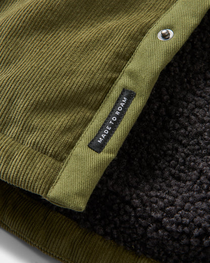 Kodiak Sherpa Lined Cord Overshirt - Khaki - Flatlay