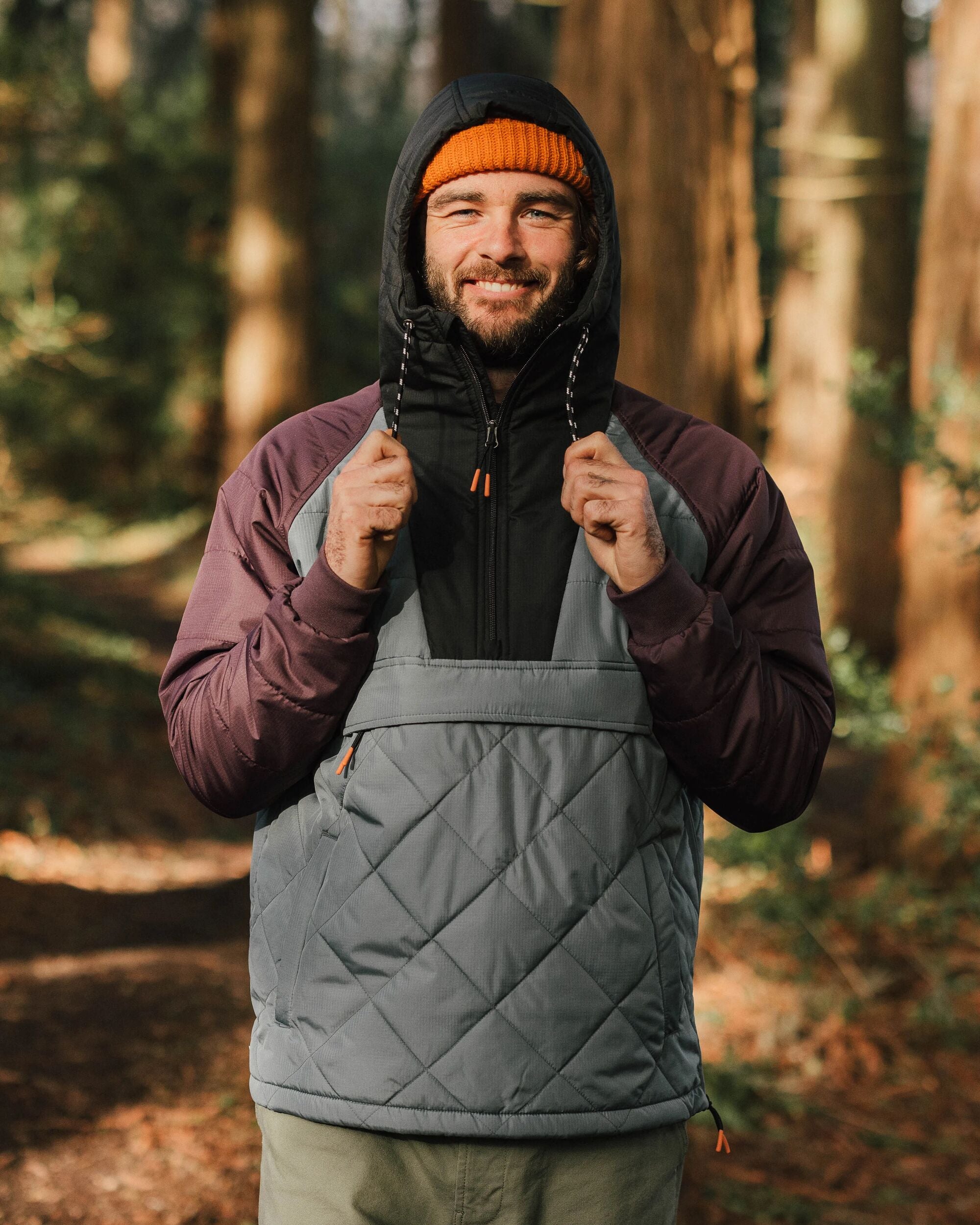 Oceanic Recycled Insulated Anorak - Storm Grey/Deep Plum - Lifestyle