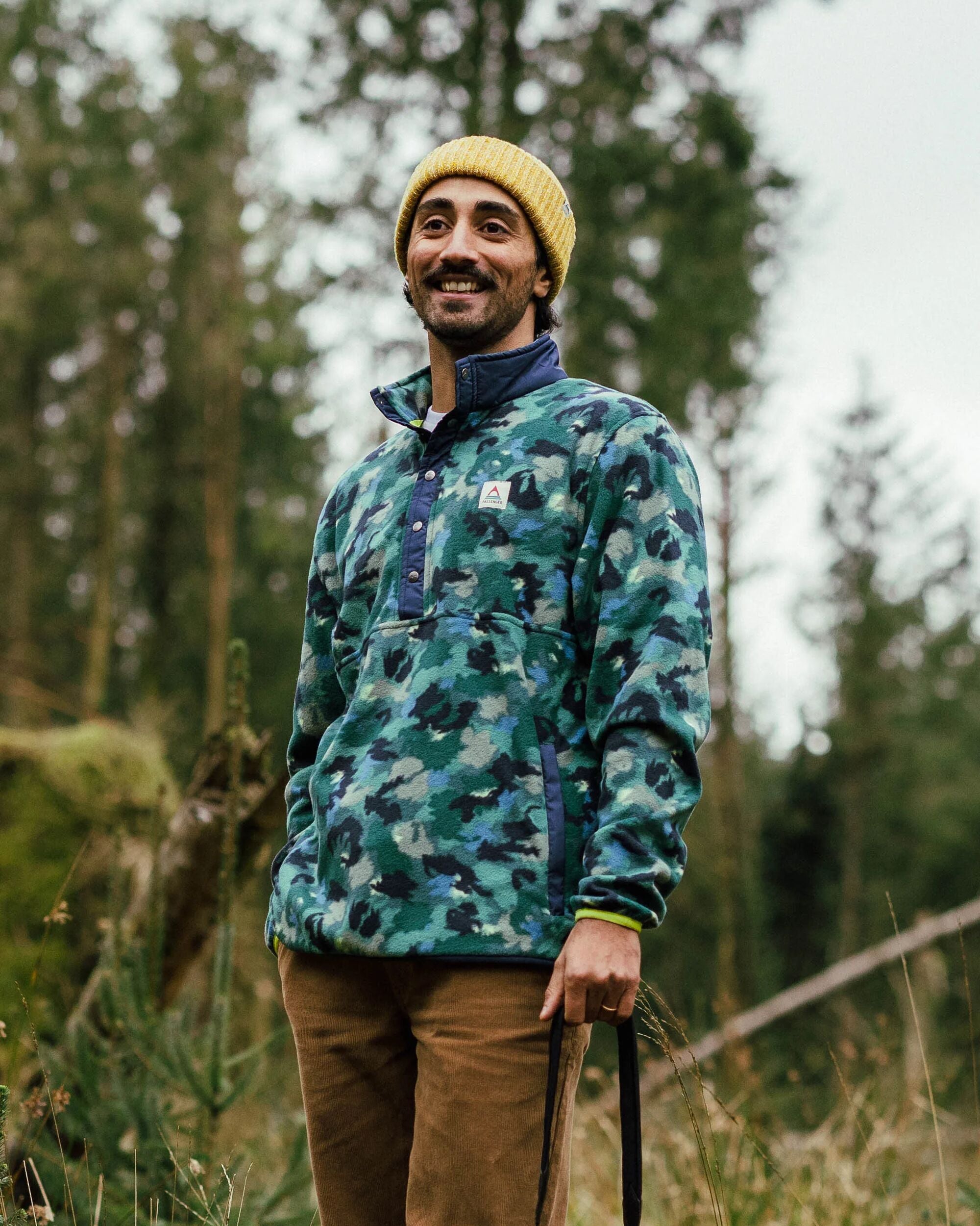 Adrift Recycled Polar Fleece - Alpine Camo Rain Forest - Lifestyle