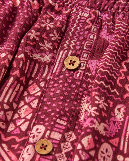 Hannah Skirt - Vintage Patchwork Wine - Flatlay