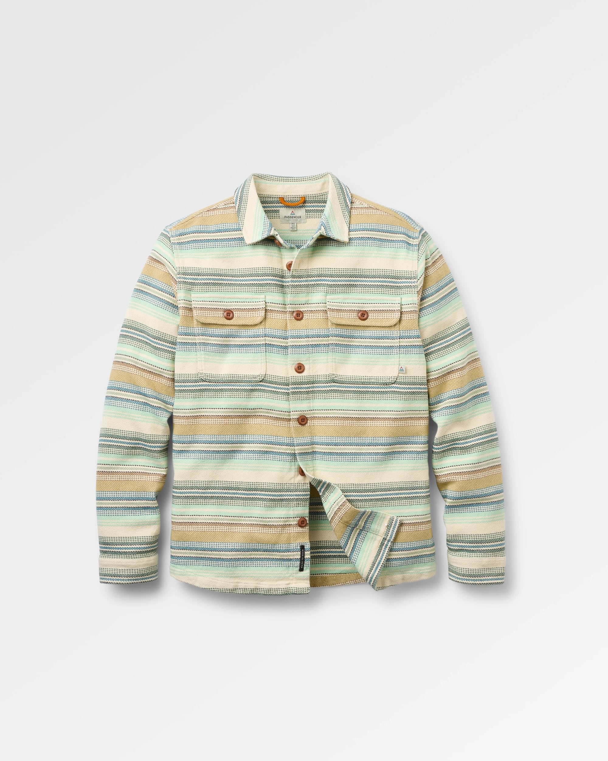 Island Twill Shirt - Caramel Beach Stripe - Flatlay