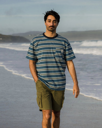 Retro Recycled Relaxed Fit T-Shirt - Blue Steel Marl - Lifestyle