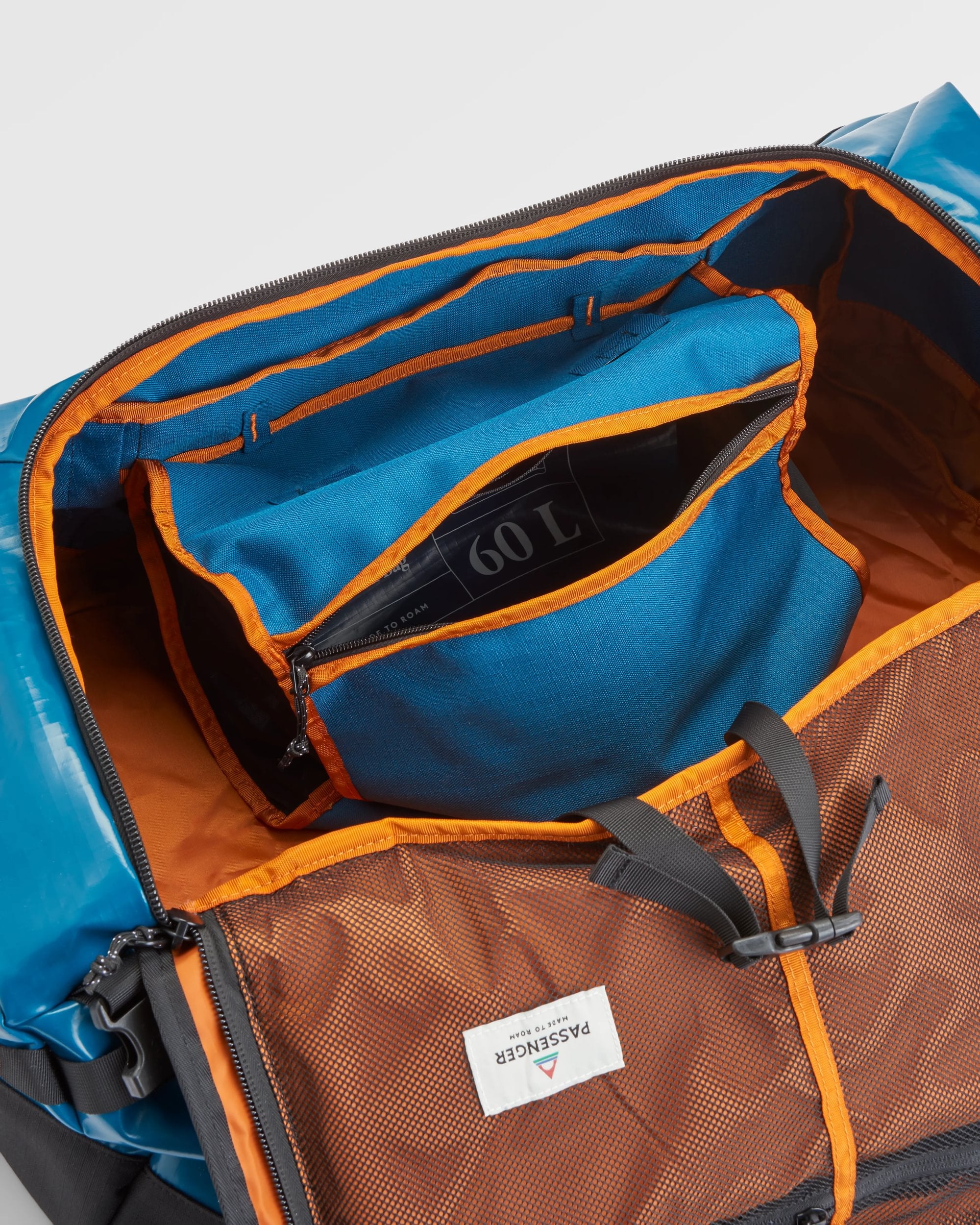 Roamer Recycled 60L Duffel Bag - Tidal Blue - Flatlay