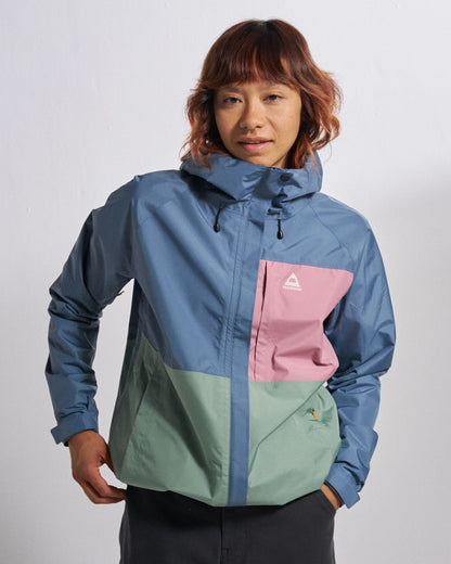 Trailscape Women's Waterproof Jacket - Stormy Blue/Pistachio - Studio Model