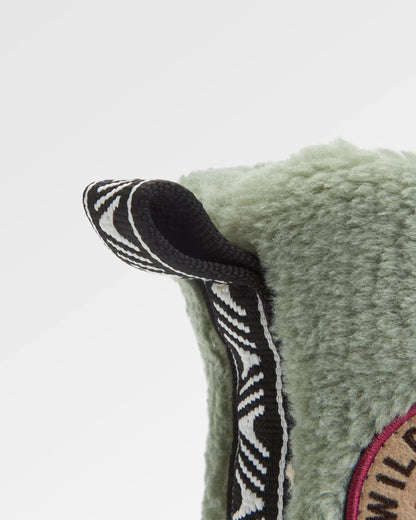 Hideaway Hut Sherpa Fleece Slipper - Pistachio - Flatlay