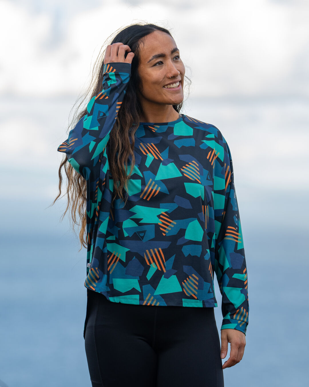 Hatha Recycled Active Top - Deep Navy Camo - Lifestyle