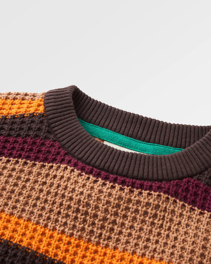 Reflection Stripey Jumper - Toffee Brown Multi Stripe - Flatlay