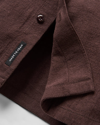 Arica Textured Organic Cotton Shirt - Espresso - Flatlay
