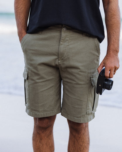 Lakeside Cargo Cotton Short - Dusty Olive - Lifestyle