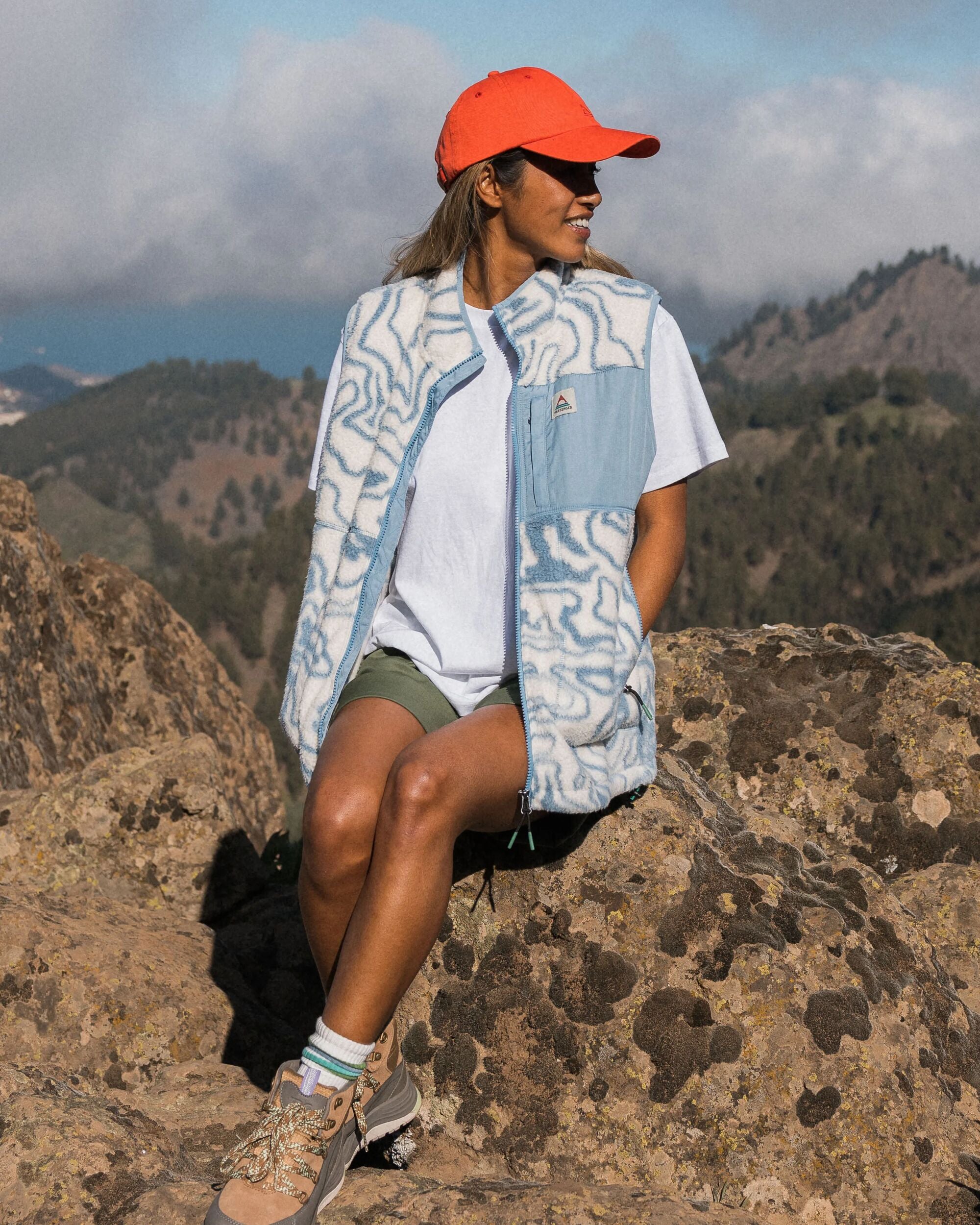 Fairbanks Recycled Sherpa Gilet - Strata Swirl Birch - Lifestyle