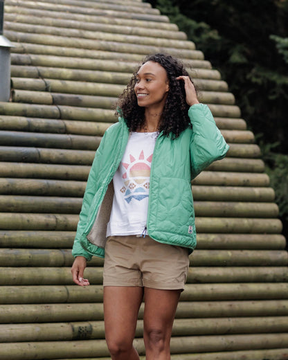 Earthy Recycled Sherpa Lined Insulated Jacket - Green Spruce - Lifestyle