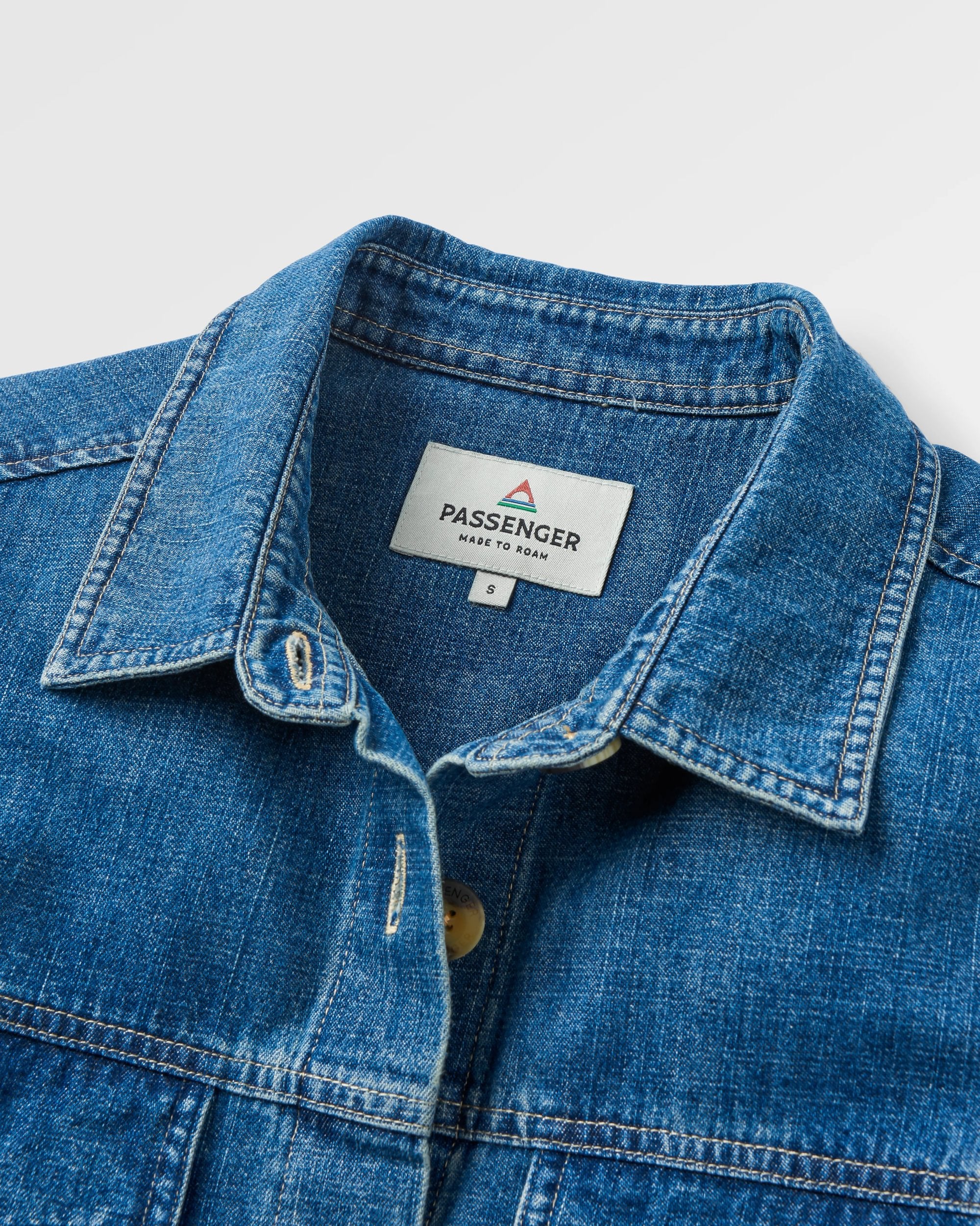 Coral Organic Cotton LS Shirt - Washed Denim - Flatlay