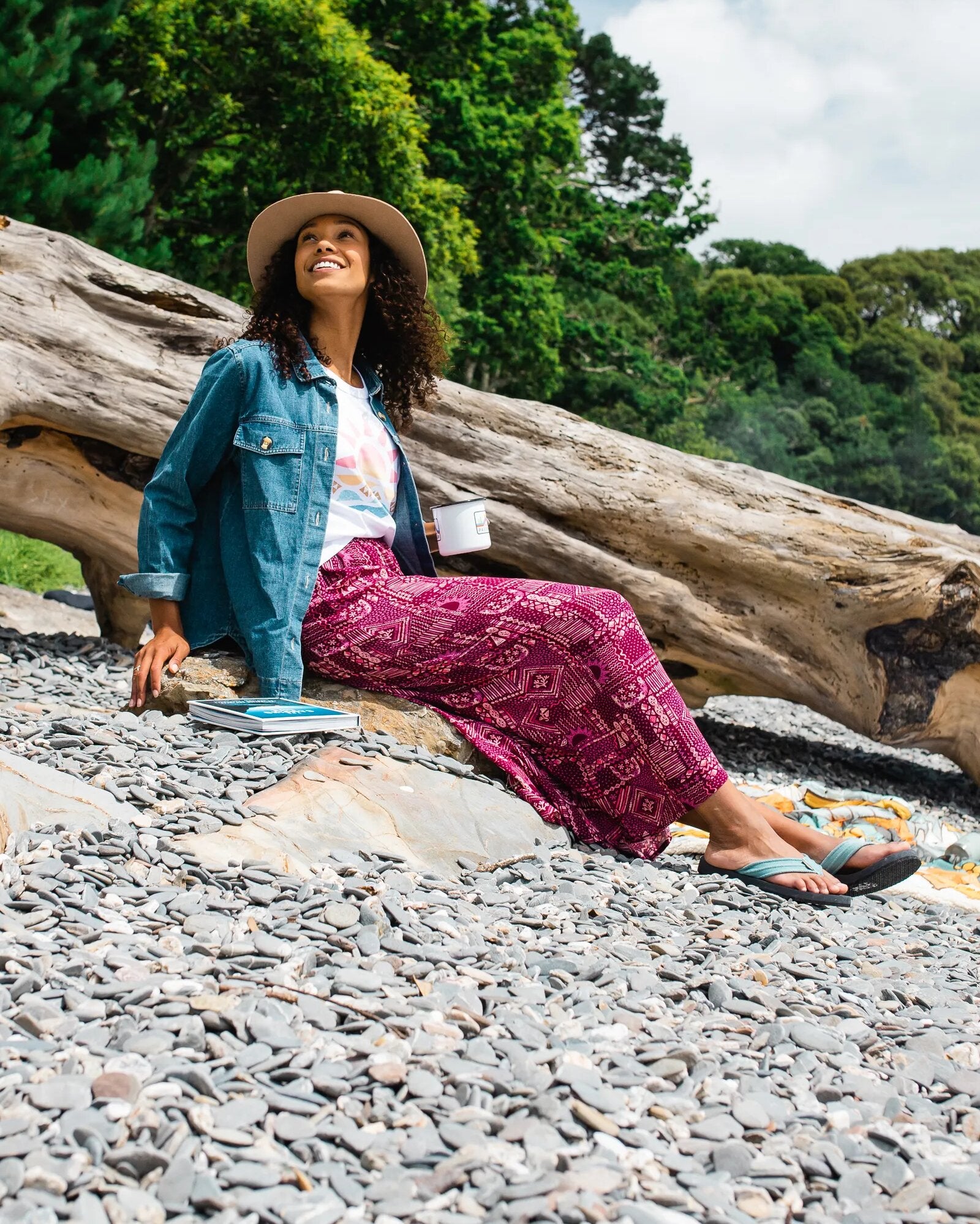 Hannah Skirt - Vintage Patchwork Wine - Lifestyle