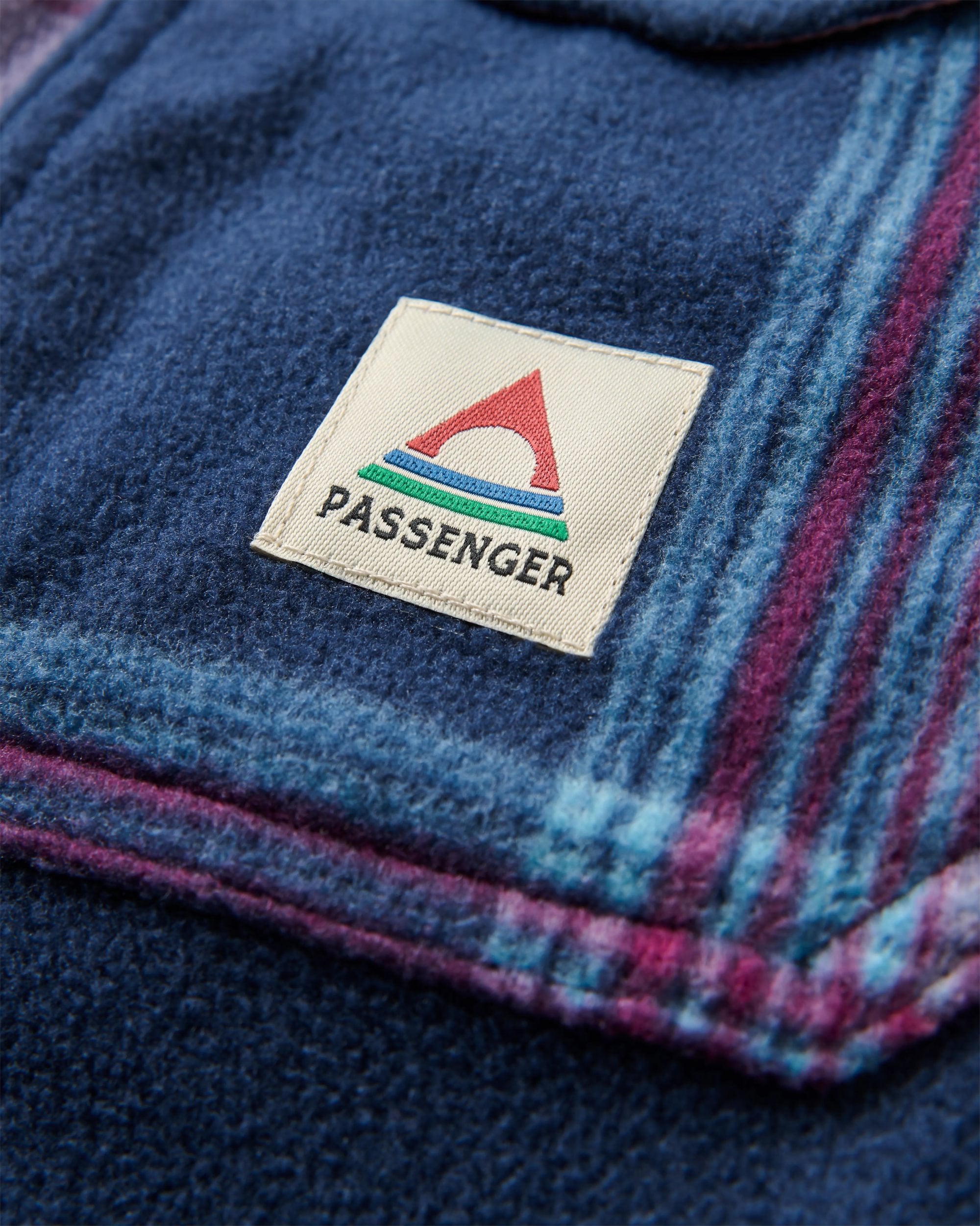 East Recycled Polar Fleece Shirt - Rich Navy/Pink Haze Check - Flatlay