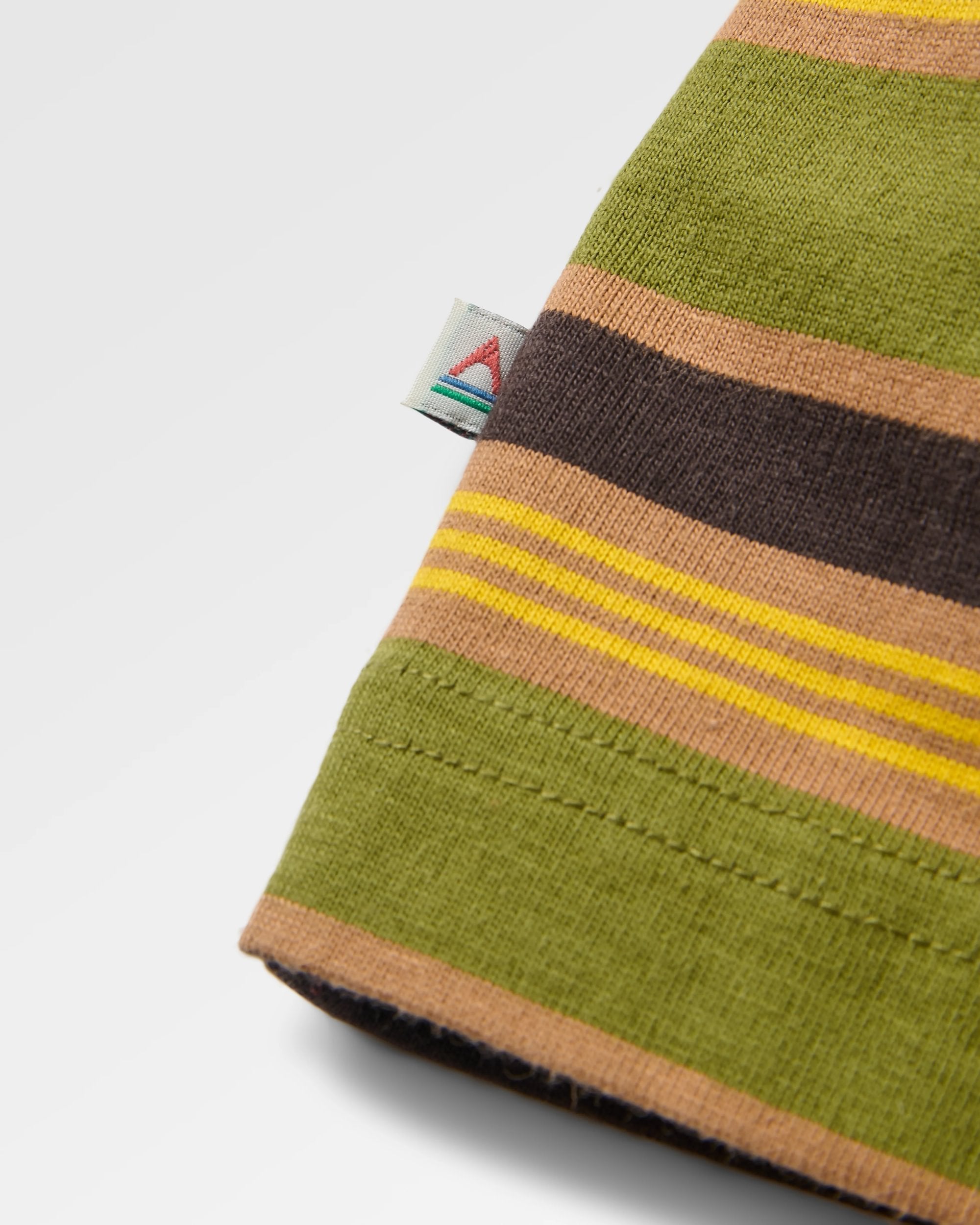 Retro Recycled Cotton Relaxed Fit LS T-Shirt - Khaki Multi Stripe - Flatlay