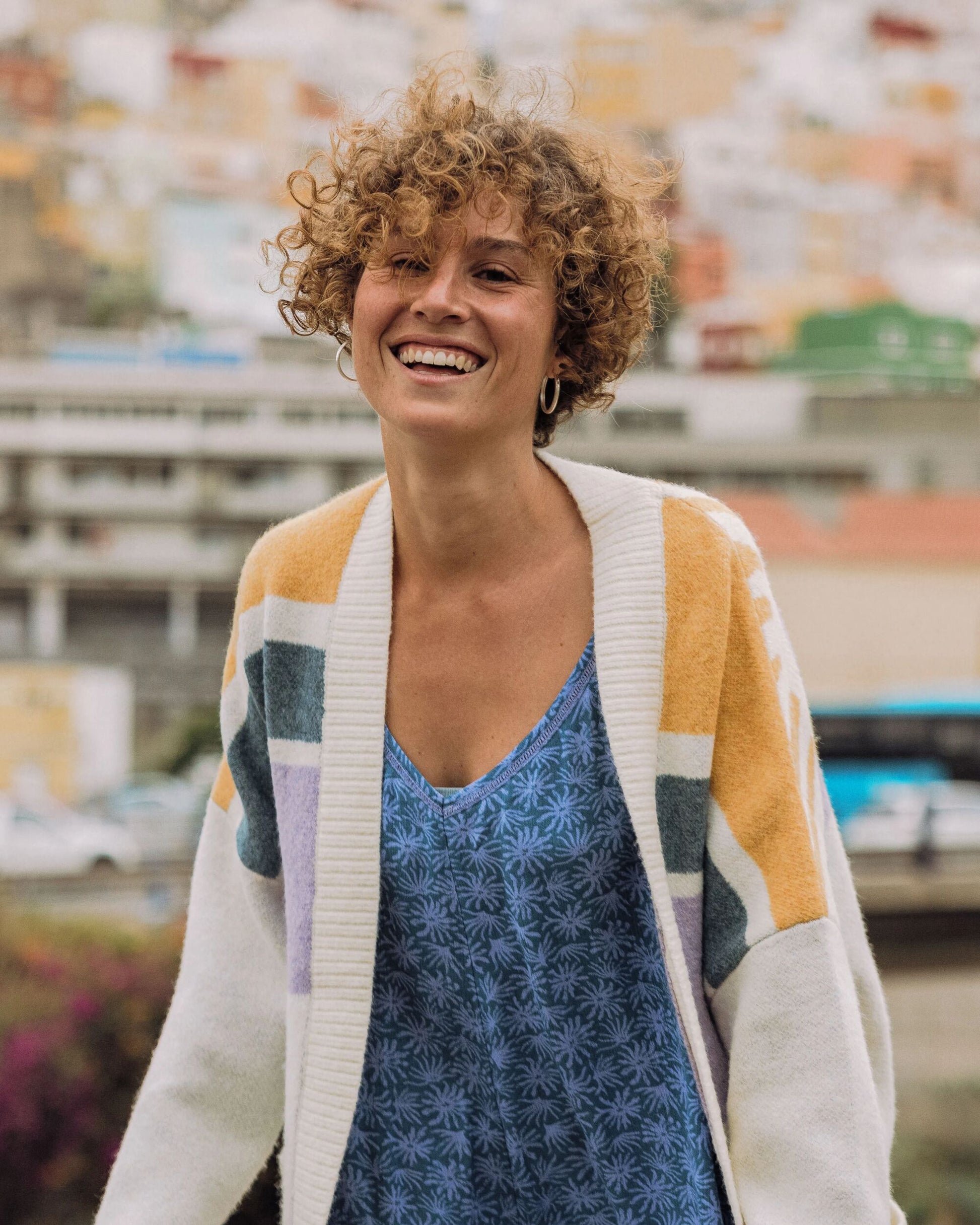 Sunsets Recycled Knitted Cardigan - Marshmallow