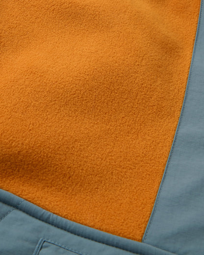 Woodland Hooded Recycled Polartec® Fleece - Retro Orange/Tidal Blue - Flatlay