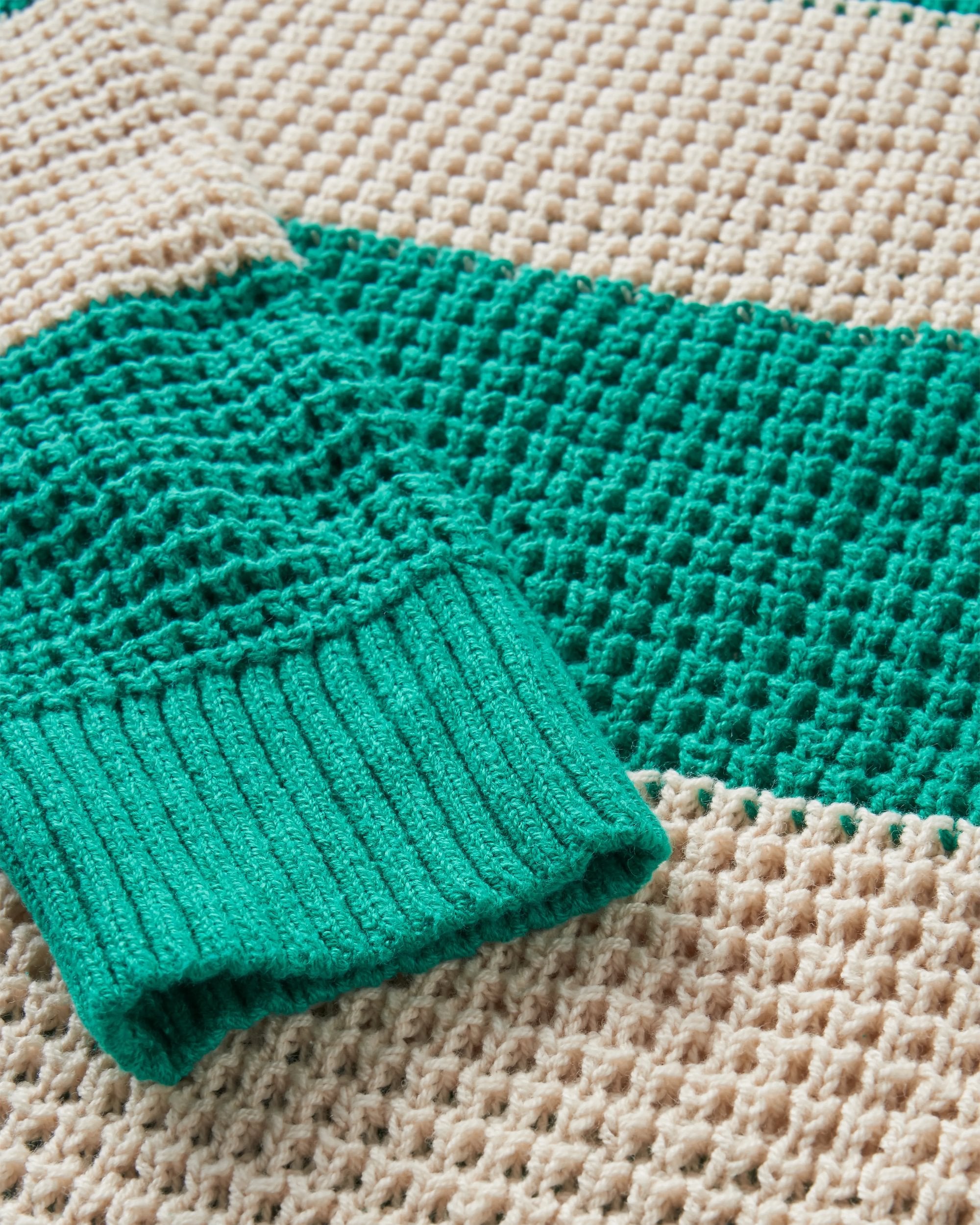 Reflection Stripey Jumper - Vintage White/Greenlake Stripe - Flatlay