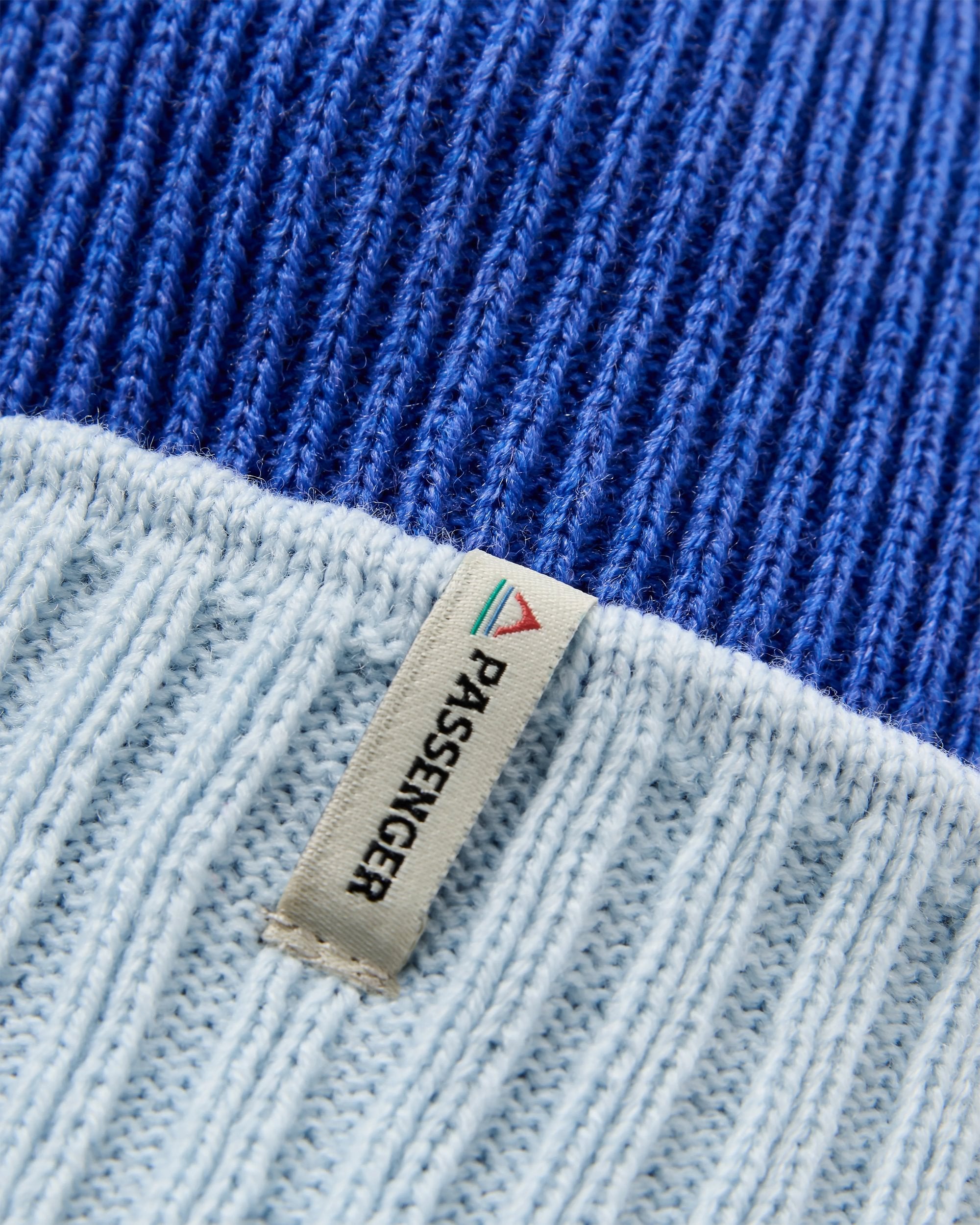 Outlook Reversible Recycled Beanie - Ice Blue / Electric Blue - Flatlay