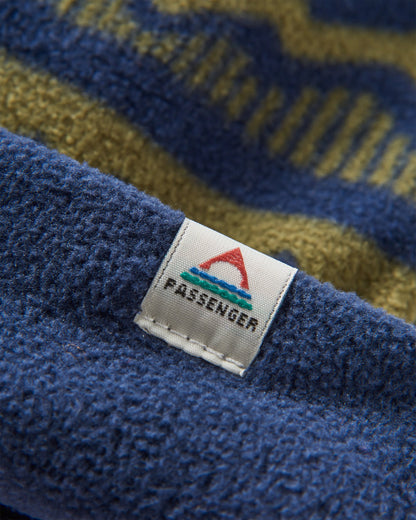 Set Off Recycled Polar Fleece Beanie - Mountain Geo Khaki/Rich Navy - Flatlay