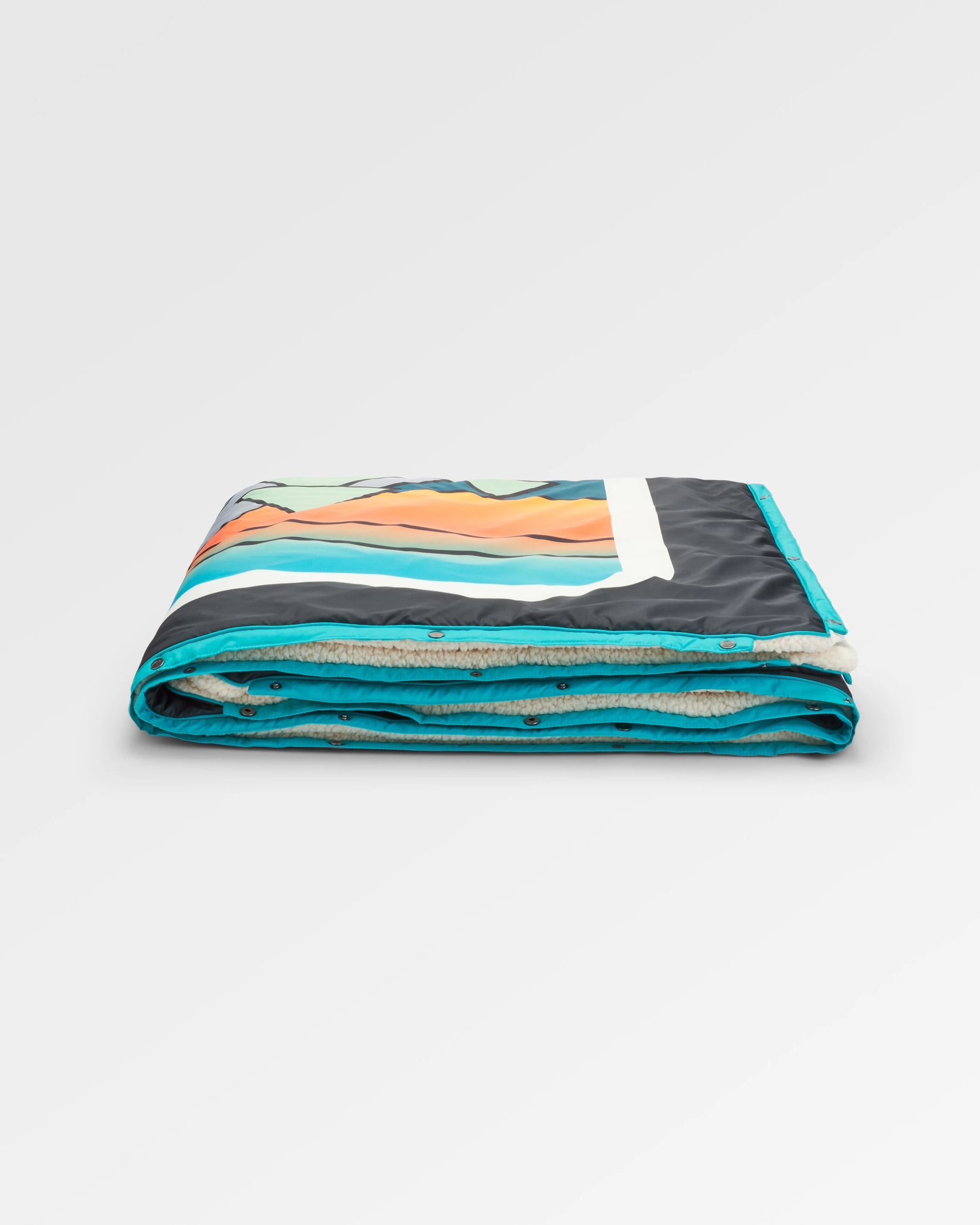 Cabin Recycled Sherpa Blanket - Black 'Nowhere Bound' Print - Flatlay