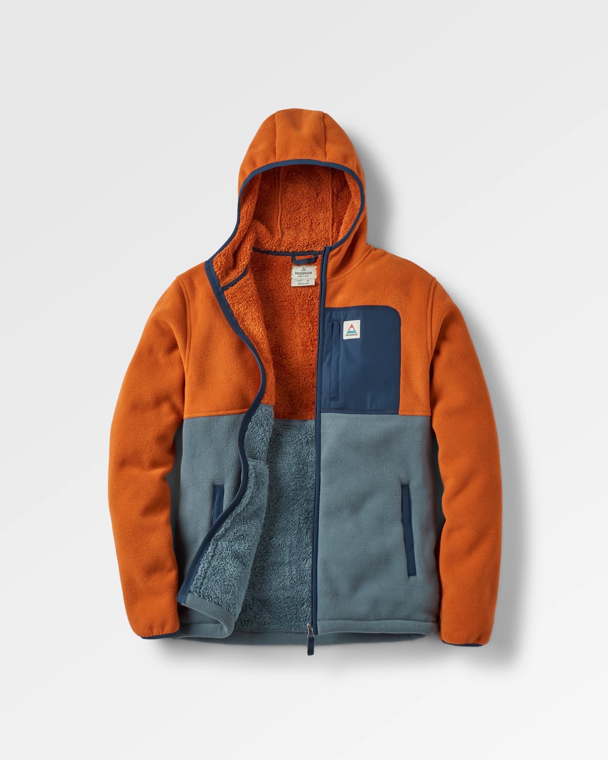 Loch Hooded Polar Fleece Sunset Orange/Storm Grey – Passenger