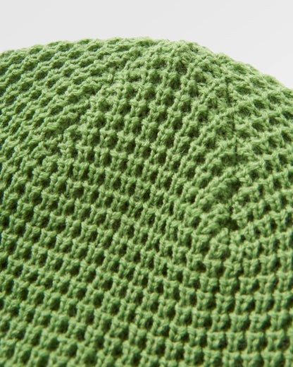 Moss Double Layer Recycled Waffle Beanie - Pear Green - Flatlay