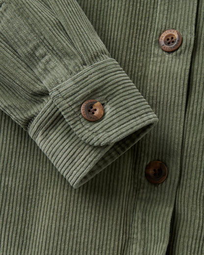 Stella Cord Shirt Dress - Dusty Olive - Flatlay