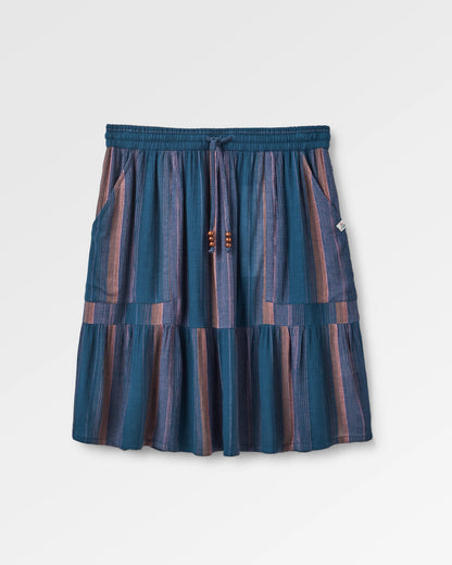 Dew EcoVero Woven Skirt - Dark Denim Multi Stripe - Flatlay