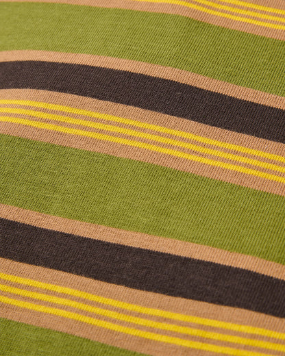 Retro Recycled Cotton Relaxed Fit LS T-Shirt - Khaki Multi Stripe - Flatlay