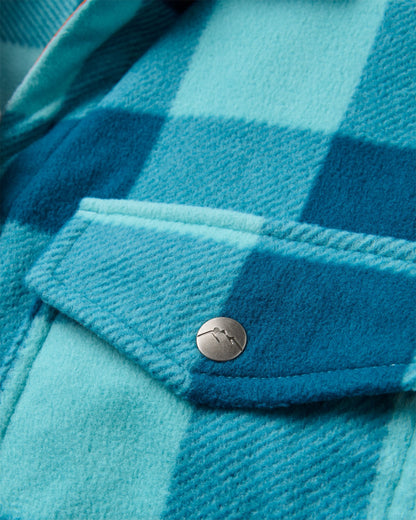 East Recycled Polar Fleece Shirt - Retro Blue Check  - Flatlay