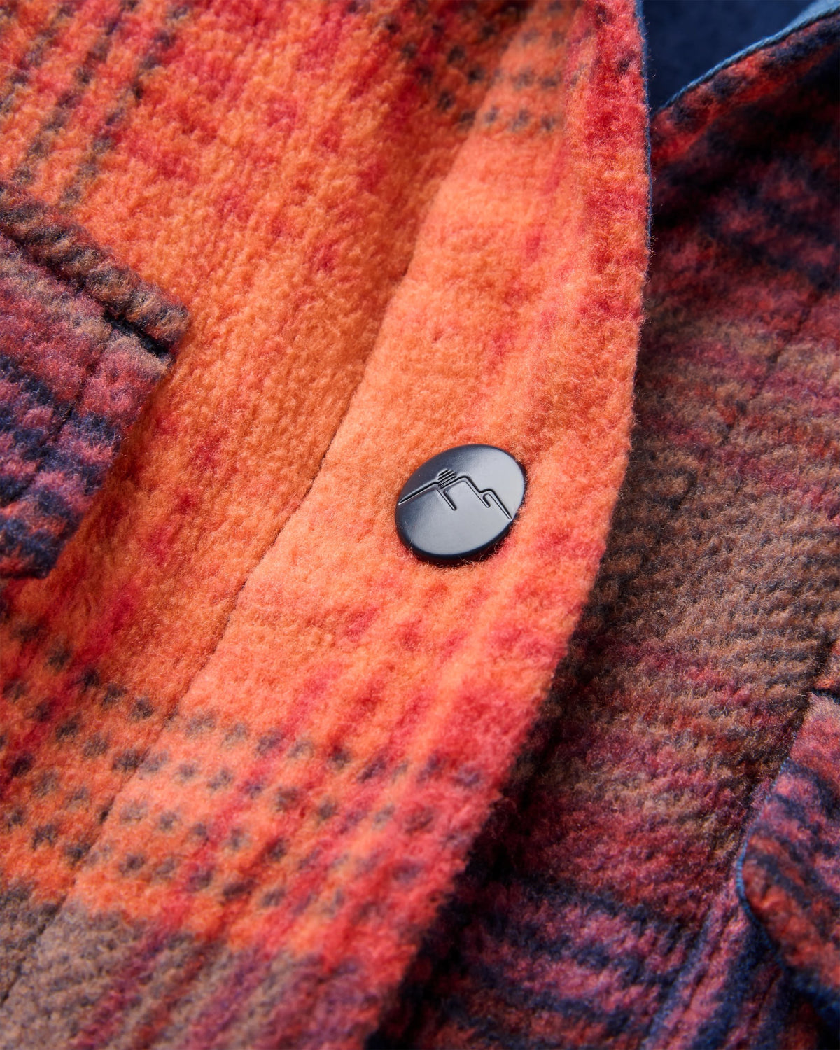 East Polar Fleece Shirt - Rich Navy/ Red Ochre Check - Flatlay