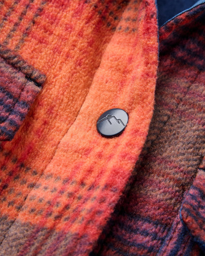 East Polar Fleece Shirt - Rich Navy/ Red Ochre Check - Flatlay