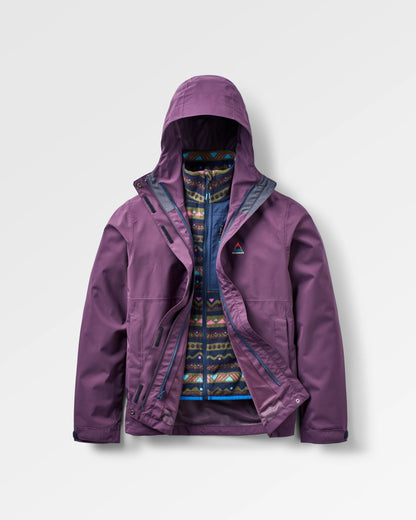 Breckenridge Recycled Waterproof 3 In 1 Jacket - Deep Plum - Flatlay