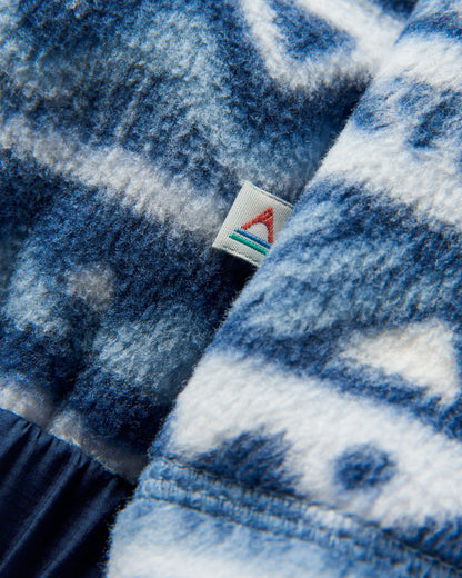 Ebb Recycled Polar Fleece - Mountain Geo Grey Blue - Flatlay